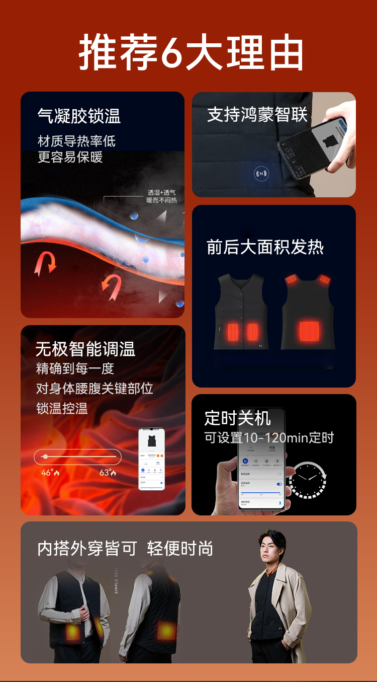 酷轻松石墨烯智能发热马甲